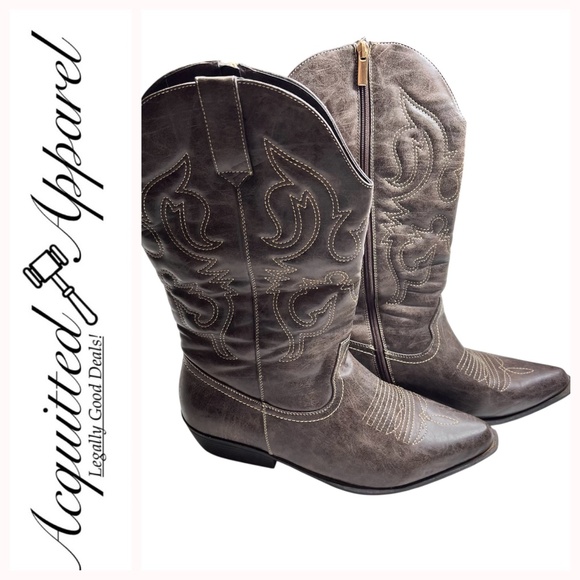 cloudwalkers Shoes - Cloudwalker by Avenue Abby Pointed Toe Side Zipperr Cowgirl Boots